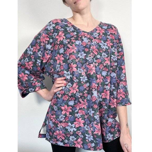 80s / 90s Vintage Floral Print Sweatshirt - Picture 1 of 6
